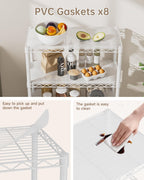 8 Tier Shelves Storage Shelf Wire Closet Bathroom Organizers Metal Pantry Kitchen Garage Shelving Unit Laundry Room Organization Home Rack Net Basket Black with Wheels 12”D X 22”W X 74.2”H