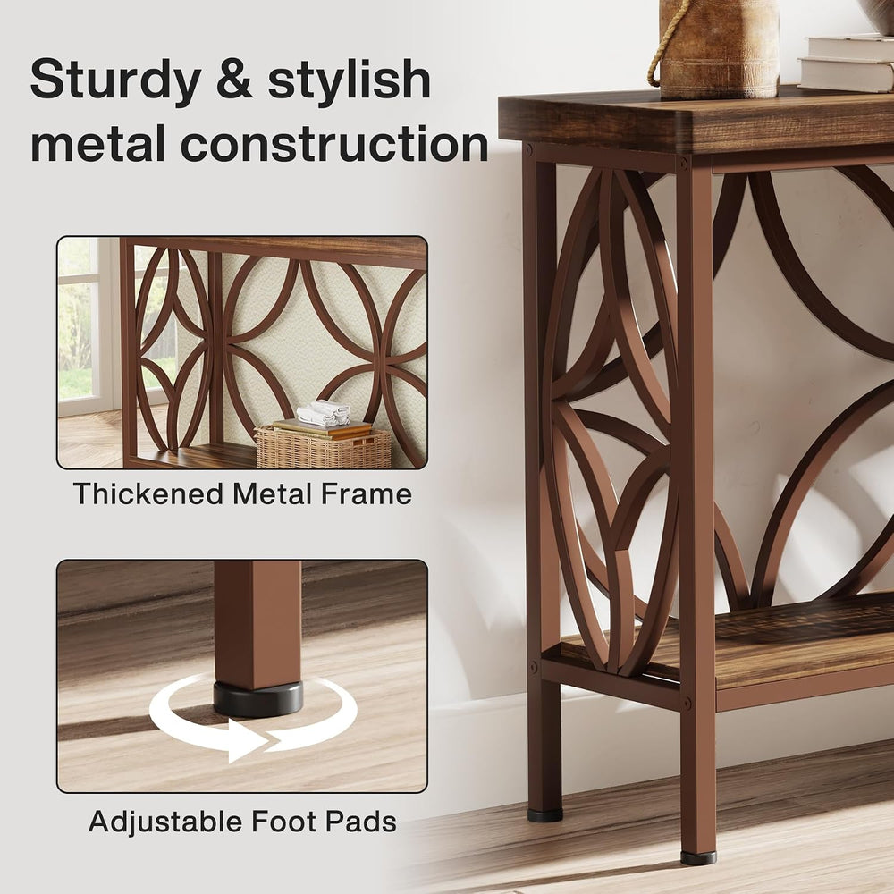 Tribesigns 70.9-Inch Narrow Sofa Table, 2-Tier Industrial Console Table Behin...