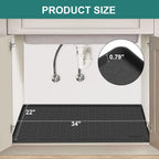 Under Sink Mat, 34" x 22" Waterproof Silicone Under Sink Tray for Kitchen & Laundry Cabinets, Kitchen Cabinet Shelf Protector, Up to 3.3 Gallons Liquid, Fits 36 inch Standard Cabinet(Grey)
