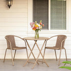 VINGLI PE Rattan Outdoor Dining Chairs Set of 2, Plastic Stackable Patio Chairs for Indoor, Porch, Restaurant, Garden,Champagne