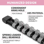 Socket Organizer Drive ABS Tools - Grey Socket Holder, Premium Quality 9 Pieces Socket Holders Kit 1/4-Inch x 48 Clips, 3/8-Inch x 45 Clips, 1/2-Inch x 36 Clips（9PC,Grey)