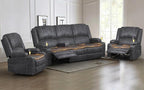 3 Seater Recliner Sofa Set with 2-Tier Cushion, 3+1+1 Pieces in Living Room, 3 Seater Reclining Couch Velvet Fabric with Removable Console, 2 Oversize Recliner Chair Sofa Seat - Grey