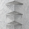 Shower Corner Shelf 304 Stainless Steel Shower Caddy 3 Tier Shower Organizer Niche Extra 6 Hangers Shelves 40 lbs Large Capacity Bathroom Storage for Inside Anti-Rust Drilling Installation(Silver)