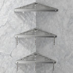 Shower Corner Shelf 304 Stainless Steel Shower Caddy 3 Tier Shower Organizer Niche Extra 6 Hangers Shelves 40 lbs Large Capacity Bathroom Storage for Inside Anti-Rust Drilling Installation(Silver)