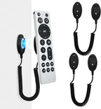 Magnetic Remote Control Holder with Retractable Cord, Anti-Loss Wall Mount Adhesive for TV, Couch, Bedside Table, Strong Spring Rope Organizer for Small Items, 2-Pack Black