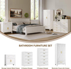 YAUWOH Farmhouse Wardrobe Cabinet,Metal Wardrobe Closet with Hanging Rod,Metal Armoire with Adjustable Shelves for Bedroom,Cloak Room,Office (White)