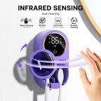 Bitvae Upgraded Tooth Brush Holder for Bathroom 2.0, Infrared Sensing Toothbrush Cleaner, Wall-Mounted for Most Size Toothbrushes, Air Drying, LED Smart Screen, Purple