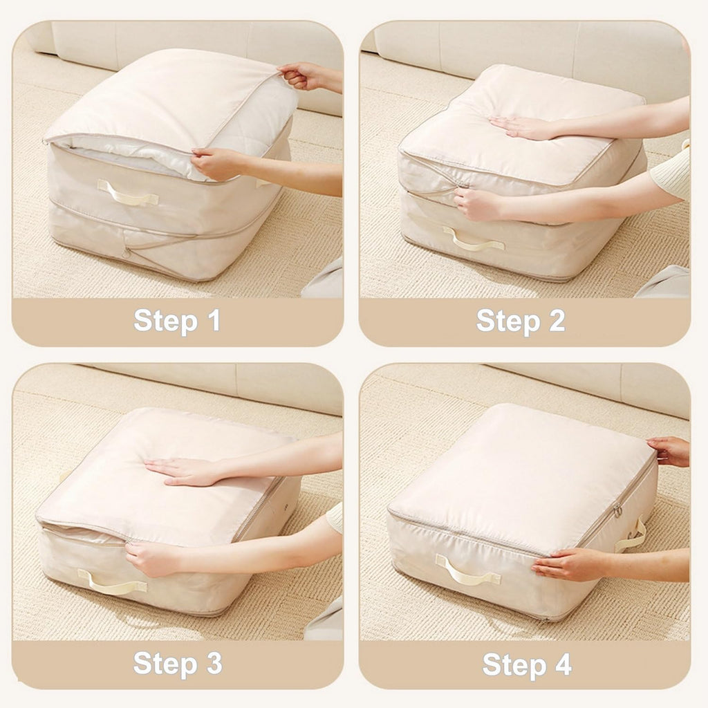 Ultra Space Saving Self Compression Organizer, 2025 New Large Capacity Storage Bag, Self Compression Heavy Duty Organizer for Comforters Blanket Bedding Duvet (Gray, Thin Version, X-Large, 21x17x24in)