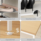 HOOBRO Shoe Rack for Entryway, 5-Tier Shoe Organizer with Adjustable Mesh Shelves, 12-16 Pairs of Shoes, Spacious Floor Mount, Metal, Industrial, Shoe Shelf for Closet, Natural and White WN12XJ01