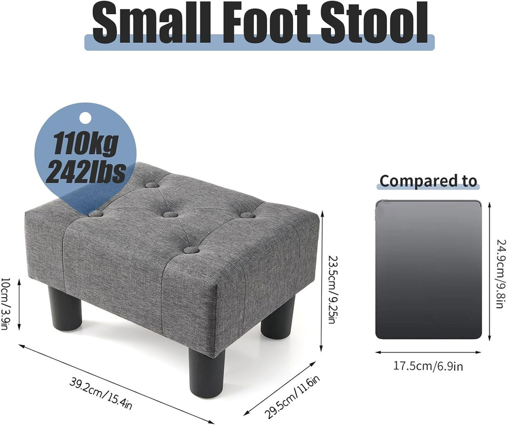 BRIAN & DANY Small Foot Stool, Linen Foot Stools with Legs, Stable Small ...