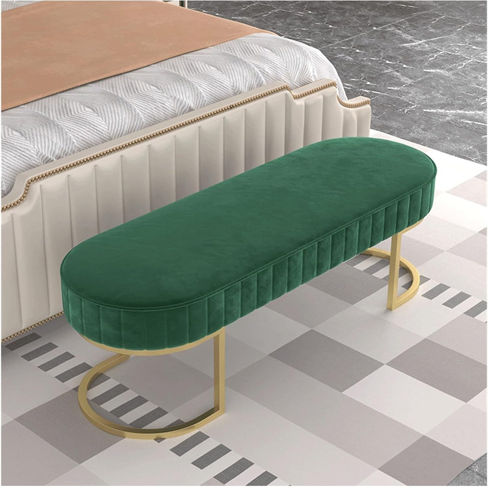 Modern Elegant Velvet Entryway Bench, Upholstered Tufted Bedroom End of Bed O...