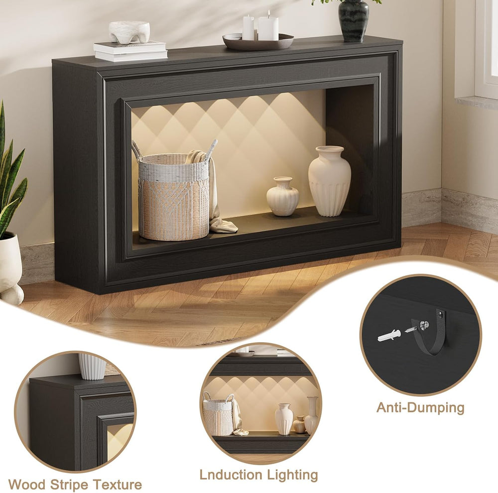 Rresyet 55" Long Console Tables with LED Lights, Narrow Console Tables f...