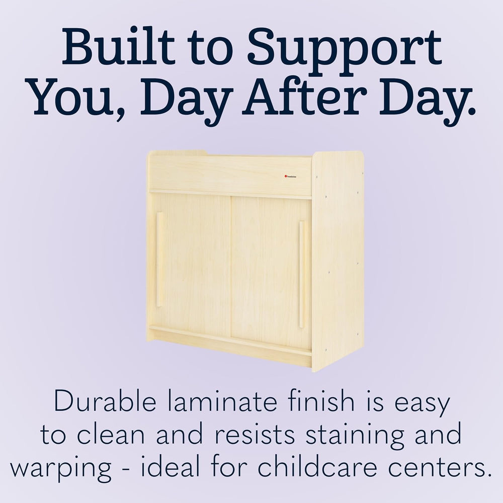 Foundations SafeGlide Daycare Changing Table w/Built-In Shelving, Natural