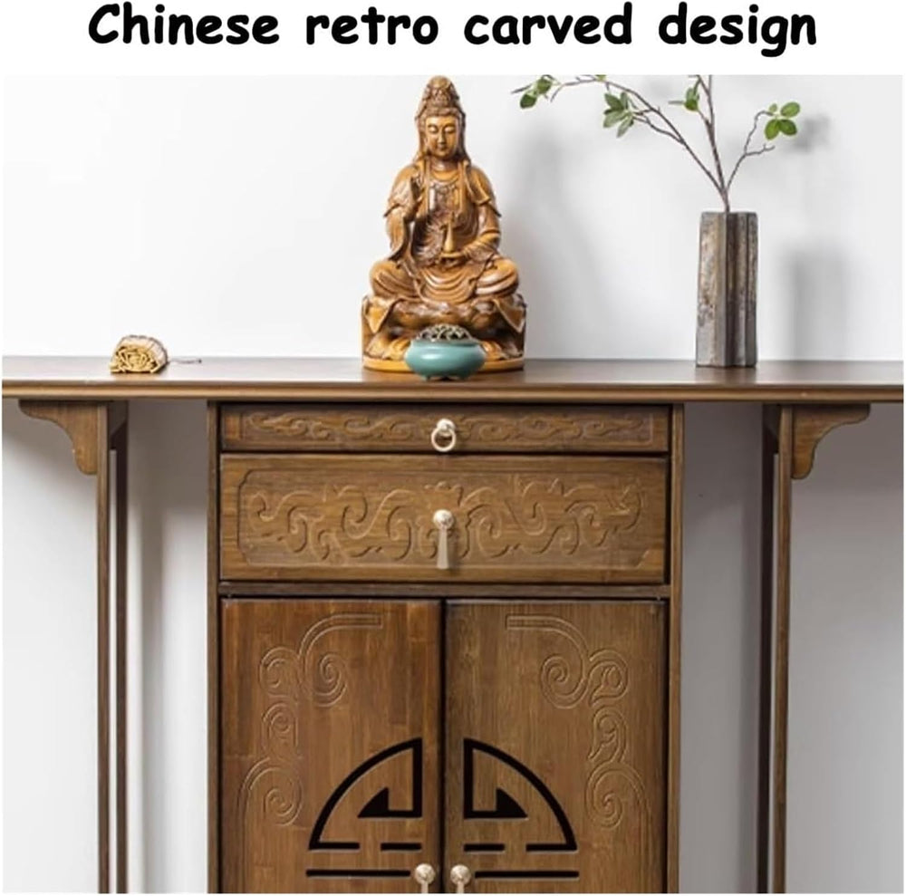 Bamboo Buddha Altar Table - Personal Shrine Cabinet for Meditation, Relaxatio...