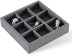 Dark Blue Jewelry Display Tray Ring Necklace Earring Bangle Organizer Multifunctional Storage Case for Jewelry Showcase (Small 9 Grids Tray)