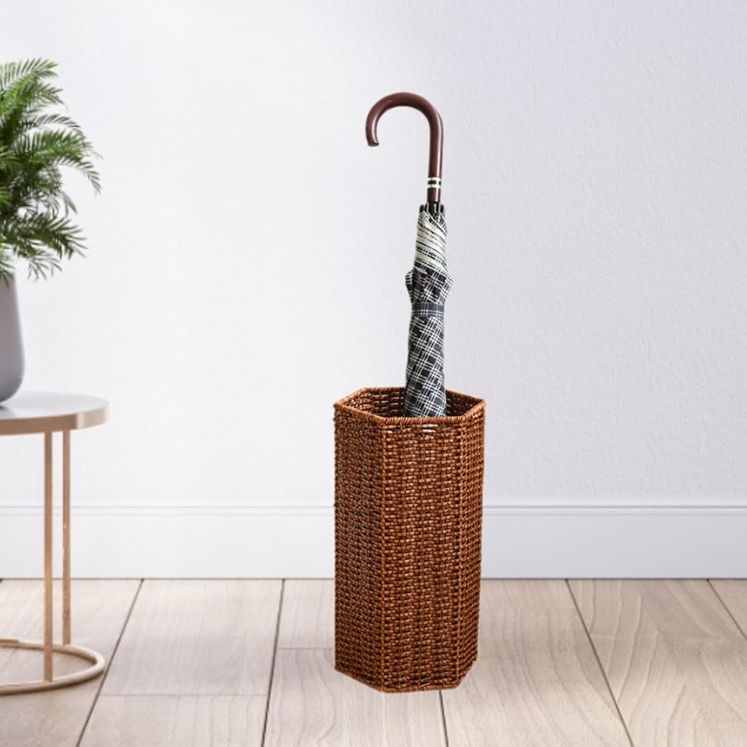 Organizer Umbrella Rack Sturdy Trendy Portable Decor Handwoven Basket Storage Bucket for Hallway Housewarming Gift Entryway, Hexagon