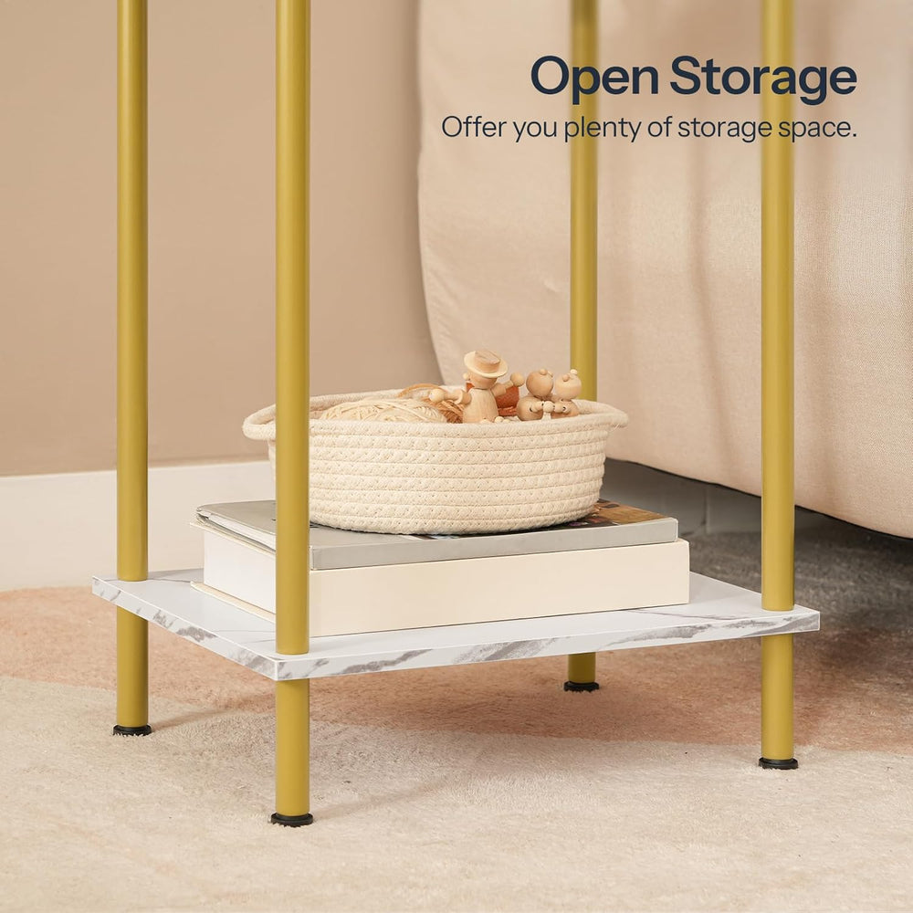 HOOBRO End Table, Small Side Table, Nightstand with 2-Layer Storage Shelves, ...