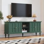 3More 67" Mid Century Modern TV Stand with Window Design,Wood Entertainment Center with Open Shelf,Up to 70" Media TV for Living Room or Bedroom,Green