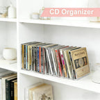 2 Pack Clear Acrylic CD Holder: DVD and CD Storage Box - CD Display Rack CD Organizer - Vinyl Record Storage Holds up to 14 Standard CD Cases for Media Shelf Storage and Organization