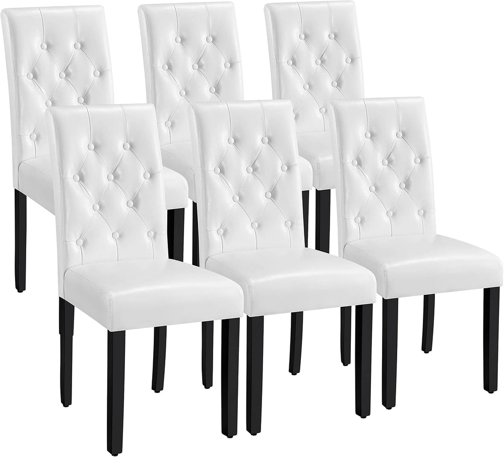 Yaheetech Dining Chairs Set of 6 Button Tufted Kitchen Chairs White