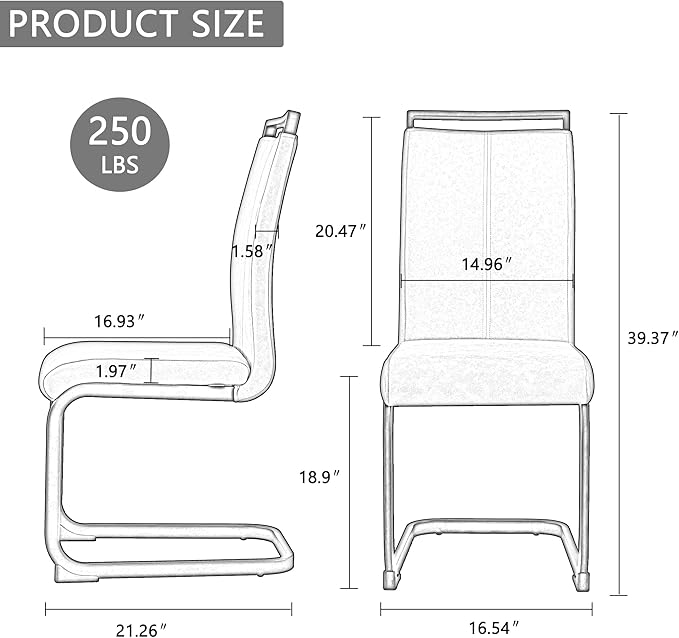AZmac Modern Leather Dining Chairs Set of 8,Armless Kitchen Chairs,Dining Room Chairs with Upholstered Padded Seat and Sturdy Chrome Legs for Dining Room,Kitchen (Set of 8, Warm Grey)