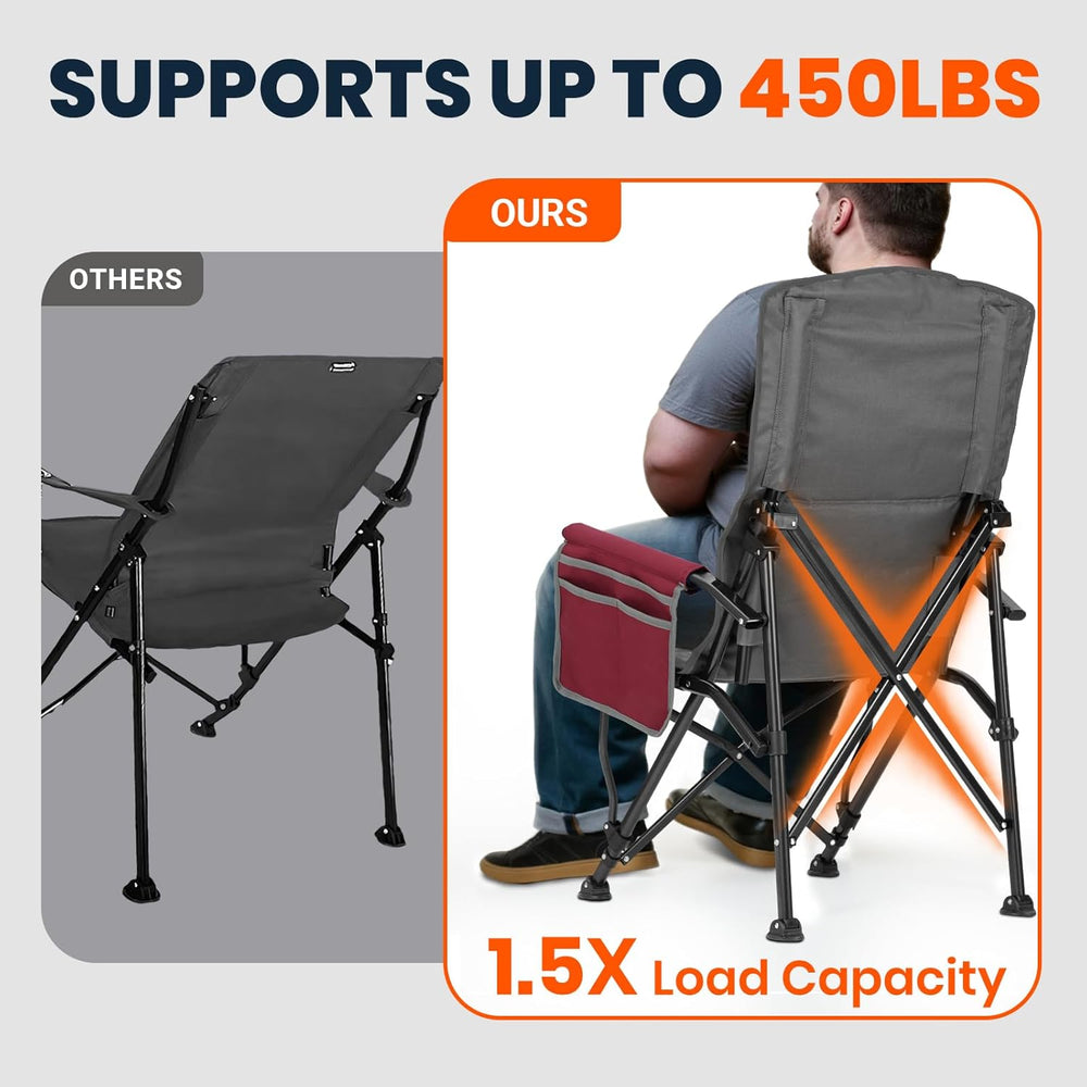 Overmont Camping Chair with Lumbar Support for Adults - Oversized with High B...