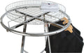 Econoco Folding Round Garment Rack, Adjustable Height Retail Display, Chrome Finish (36" Rack with Grid Top Basket)
