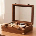 Wooden Watch Box for Men & Women, Watch Organizer & Display Case, Premium Long-Lasting Watch Holder for Storage, Elegant Gift for Watch Collectors (Glass Top, 8 Slots)