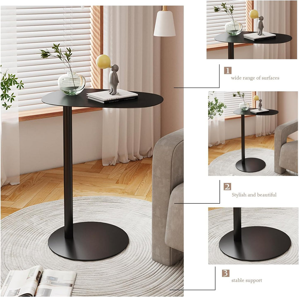 GFFQLXHTC-Shaped Metal Side Table, Black Iron End Table for Small Space, TV T...
