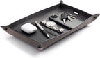 Main Street Forge Leather Valet Tray for Men – Rustic EDC Organizer for Keys, Phone & Wallet – Made in USA – Avalanche Gray