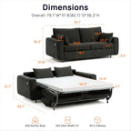 Pull Out Sofa Bed, No Cushion Removal, Queen Sleeper Sofa with USB Fast Charging, Memory Form Mattress, 2-in-1 Convertible Comfy Loveseat Couch Bed for RV, Apartment, and Small Spaces (Dark Grey)