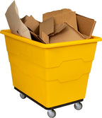 Commercial 16 Bushel Utility Cart with Steel Base, Poly Box Basket Truck, Laundry Cart, and Rolling Trash Bin, 47-Inch x 34.75-Inch x 35.5-Inch, 1000 Pound Weight Capacity, Yellow