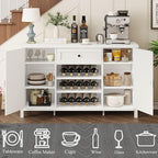 FATORRI Buffet Cabinet with Storage, Modern Coffee Bar Cabinet for Home Liquor, Sideboard Buffet Cabinets with Wine Rack, Kitchen Storage Cupboard with Drawer (White Oak)