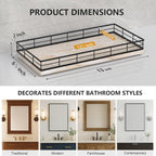 Toilet Paper Basket Organizer – Ash Wood Toilet Tank Tray with Metal Frame, Back of Tank or Top Bathroom Counter Storage – Black & Whitewashed Modern Decor