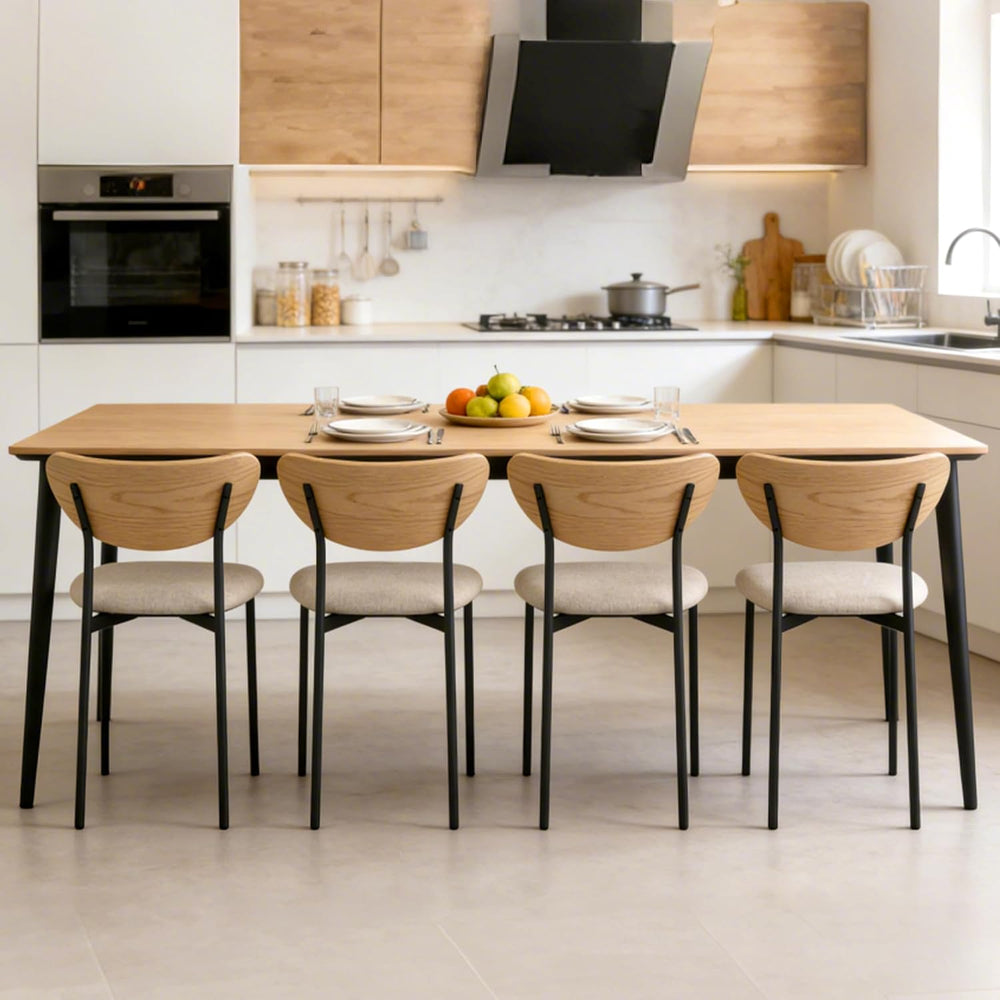 Beige Dining Chairs Set of 4, Upholstered Modern Kitchen Chairs Dining Room C...
