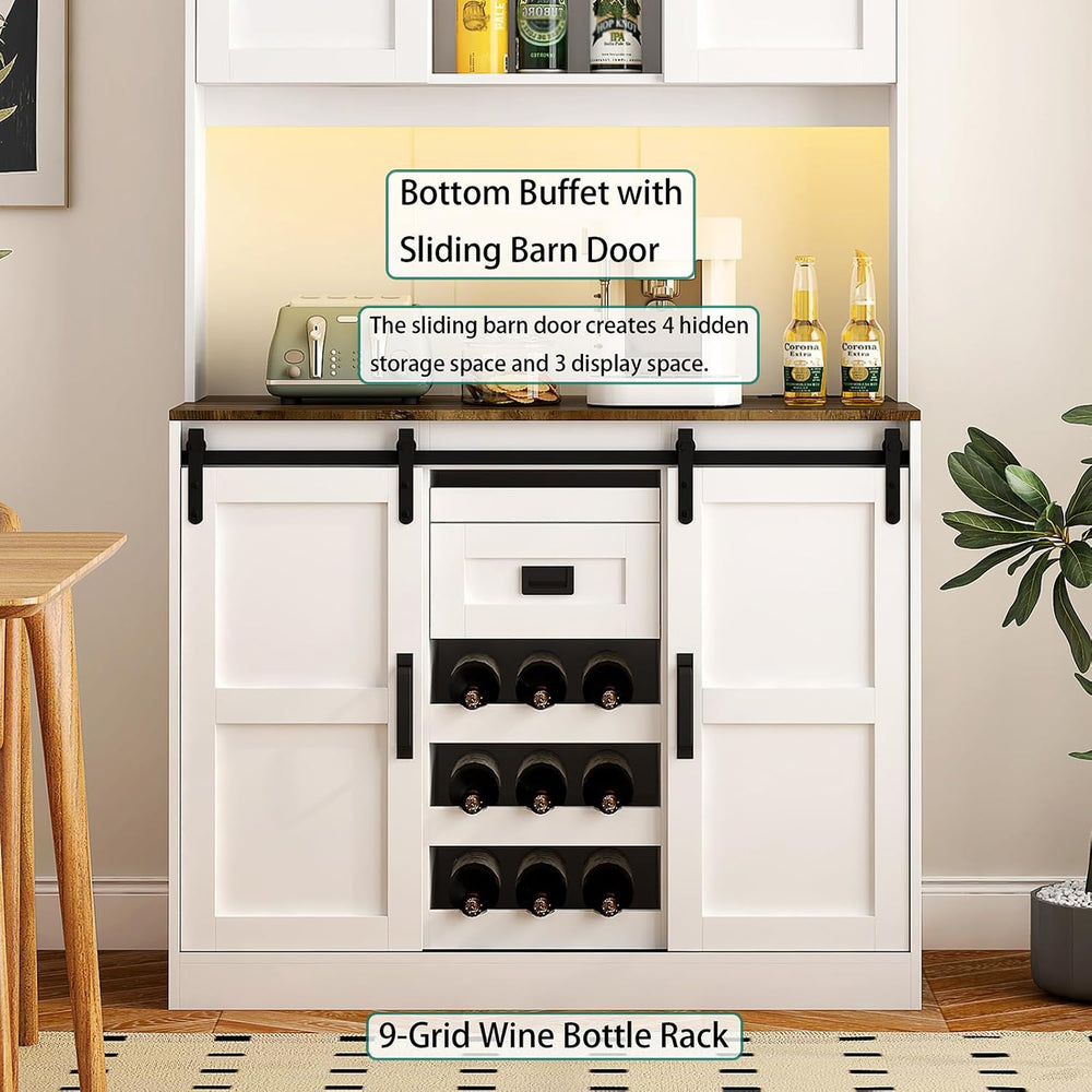 74" High Kitchen Pantry Cabinet, Large Kitchen Buffet with U+B Charging ...