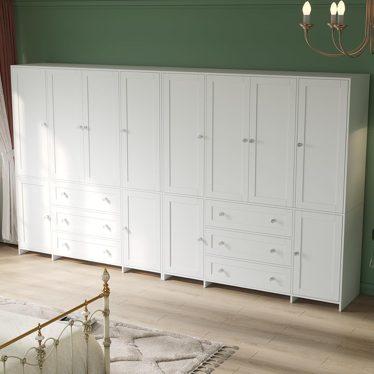 VOWNER 71" Armoire Wardrobe Closet with Drawers and Mirror, 6 Doors | Clothing Storage Cabinet with Hanging Rod, Wardrobe Cabinet for Bedroom, Large Capacity Storage