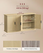 VASAGLE MAXE Collection - Buffet Cabinet, Console Cabinet, Sideboard with Adjustable Shelves, Fluted Doors, Transitional, Kitchen Pantry, Oak Beige UBBK382Y01S