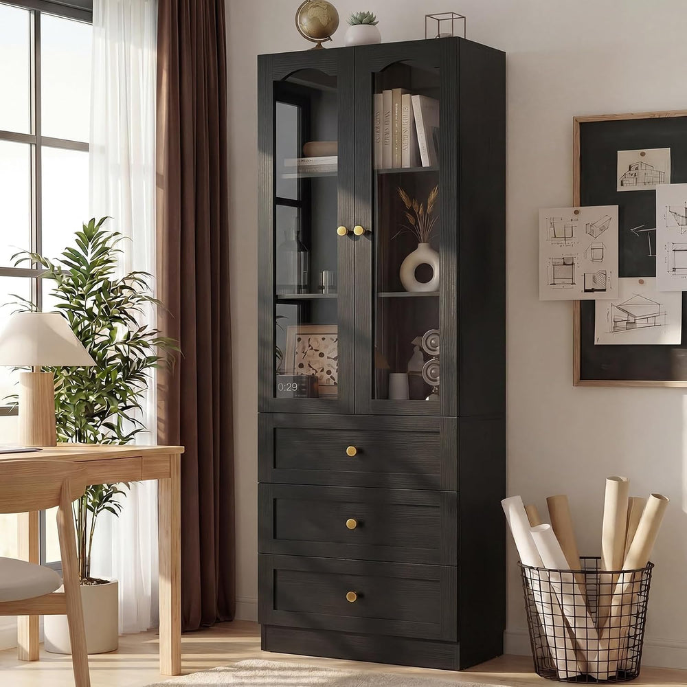 Cyclysio 80" Tall Pantry Cabinet for Kitchen Storage, Black Pantry Cabin...