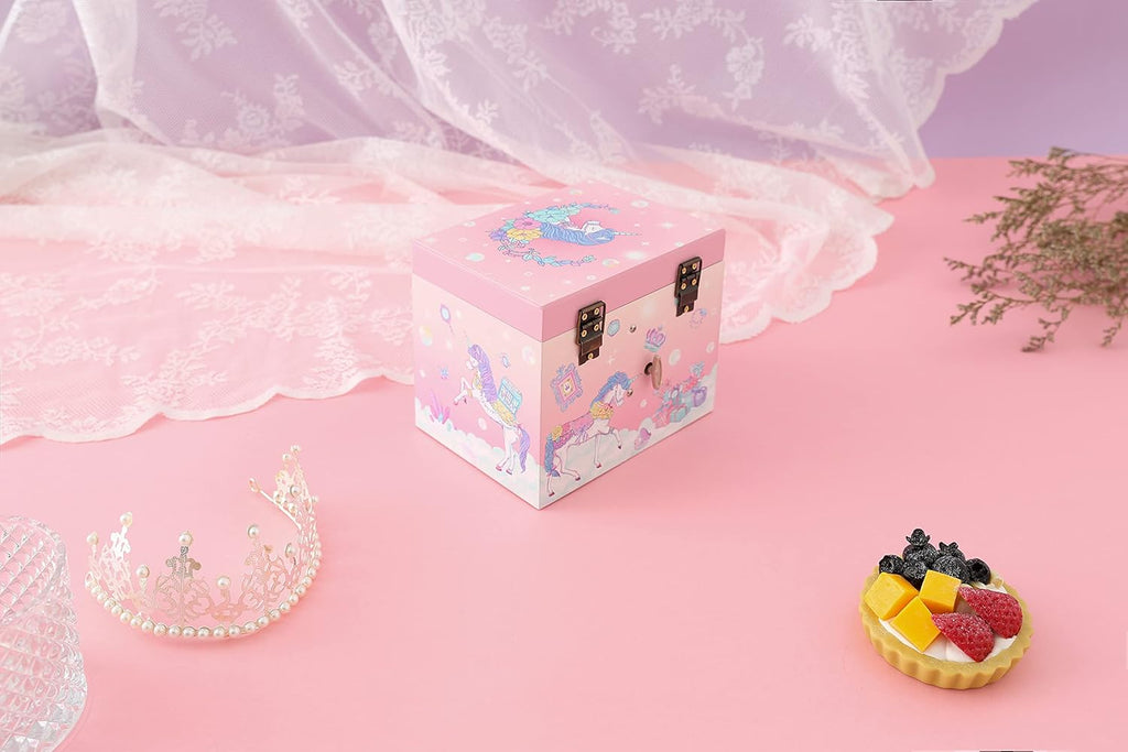 Agitation Unicorn Princess Wooden Musical Jewelry Box - Unicorn Gifts for Girls (A-Pink Unicorn8)