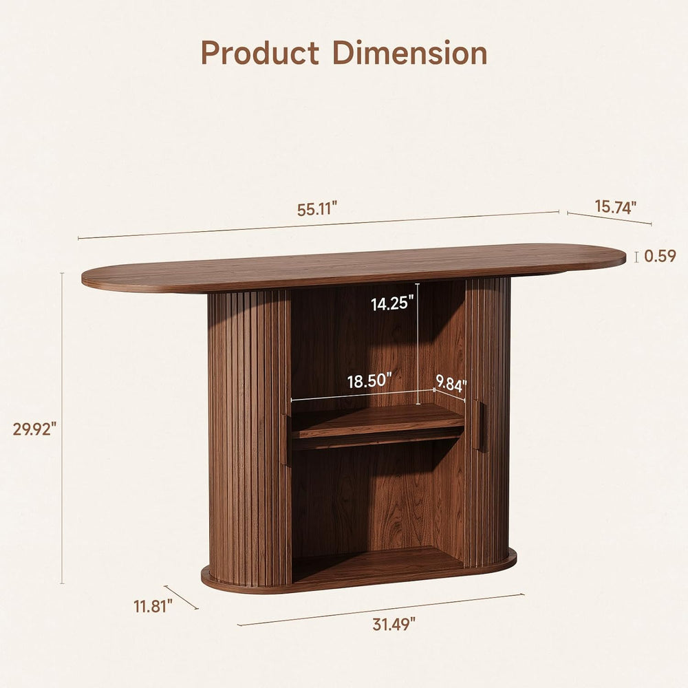 ONBRILL 55" Console Table with Storage,Fluted Entryway Tables, Walnut | ...