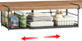 Expandable Under Cabinet Shelf, Extendable Under Shelf Storage with Removable Wire-Like Back for Pantry Cabinet, Laundry Room, Shoe Rack. (Black, 1 Pack, Interior: 5" H x 10" D)