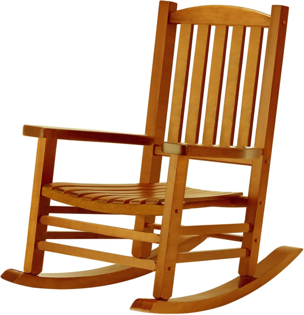 Hupmad Wooden Oversized Porch Rocker Chair with High Back and Armrest, All We...