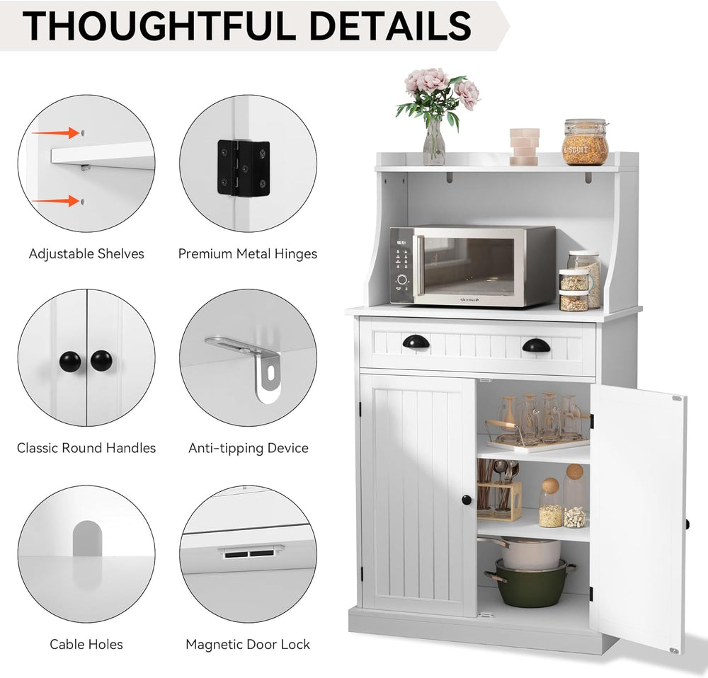 ARTPOWER 54" Kitchen Microwave Cabinet/Stand with Storage and Drawers, P...