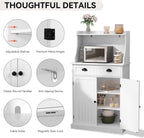 ARTPOWER 54" Kitchen Microwave Cabinet/Stand with Storage and Drawers, Pantry Storage Cabinet with Hutch & Adjustable Shelves for Kitchen, Dining Room, Living Room, Hallway in White