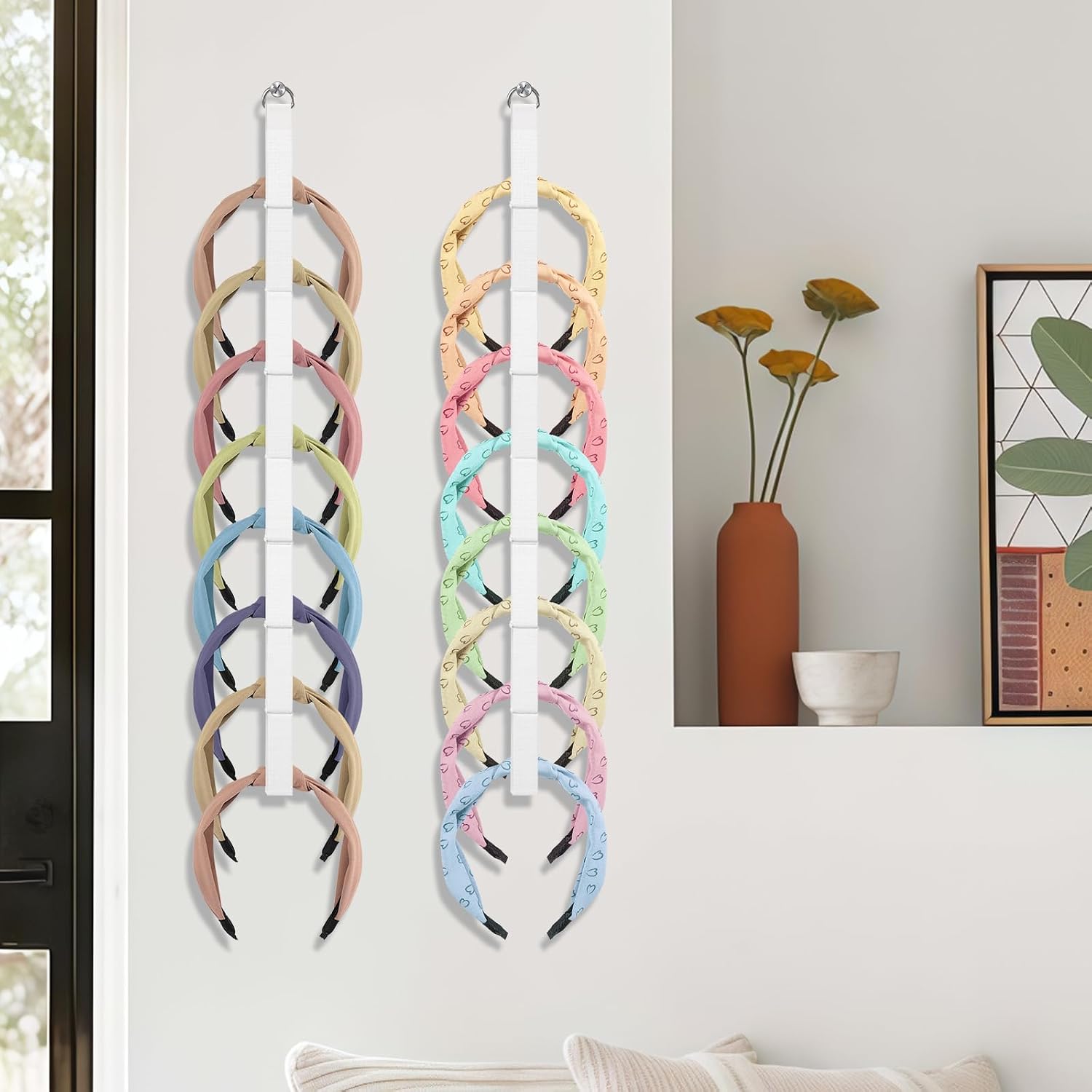 3 PCS Headband Holder Organizer for Girl，headband storage，Hanging Hairband Storage for Women，Headband organizer，White Hair Hoop Display Hair Accessories Organizer Bedroom College Dorm Decor ﻿