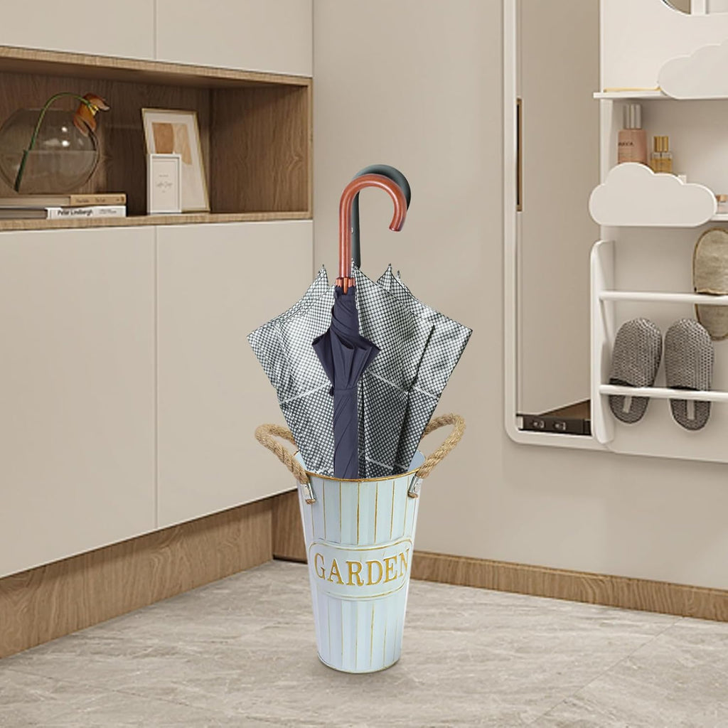 Anti?Rust Metal Frame With Drip Tray - Space?Saving Umbrella Bin Holder For Entryway Indoor Outdoor Use | Stylish Umbrella Stand Organizer With Basket Design, Vertical Storage For Wet Umbrellas