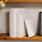 Modern Linen and Wood Decorative Faux Book Boxes Set of 3-13",10",8" - White