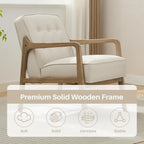 SOFTHION Linen Mid Century Modern Chair with Solid Wood Frame 2-Pack, White | Upholstered Tufted Leisure Chair Reading Side Chair with Armrest, 105°Ergonomic Comfort for Living Room, Bedroom & Balcony