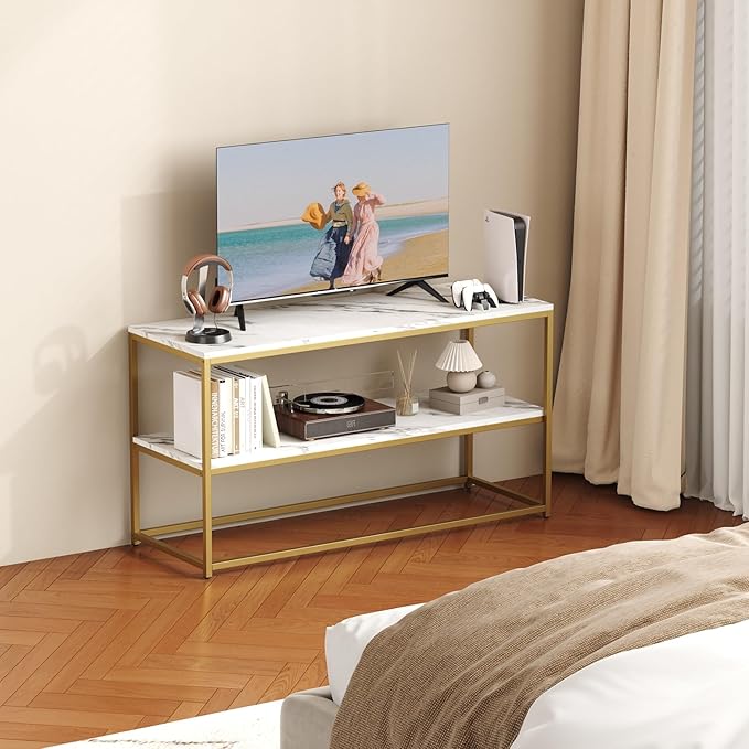 Function Home TV Stand for TVs up to 50 Inch, 2 Tier Entertainment Center, Mo...